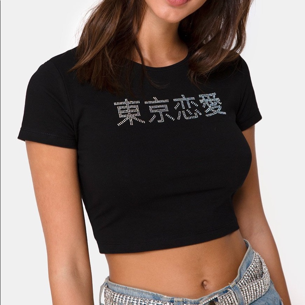 Tiney Tee in Black with Angel Heart Diamante